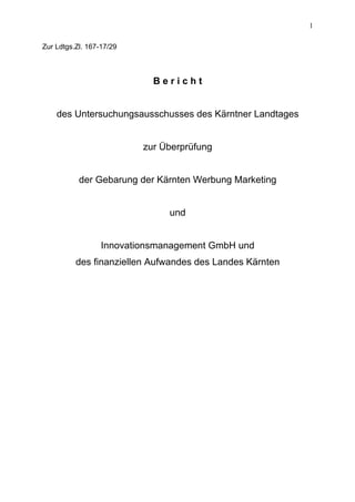 Kärnten Werbung U-Ausschuss Endbericht