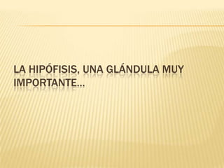 LA HIPÓFISIS, UNA GLÁNDULA MUY IMPORTANTE…