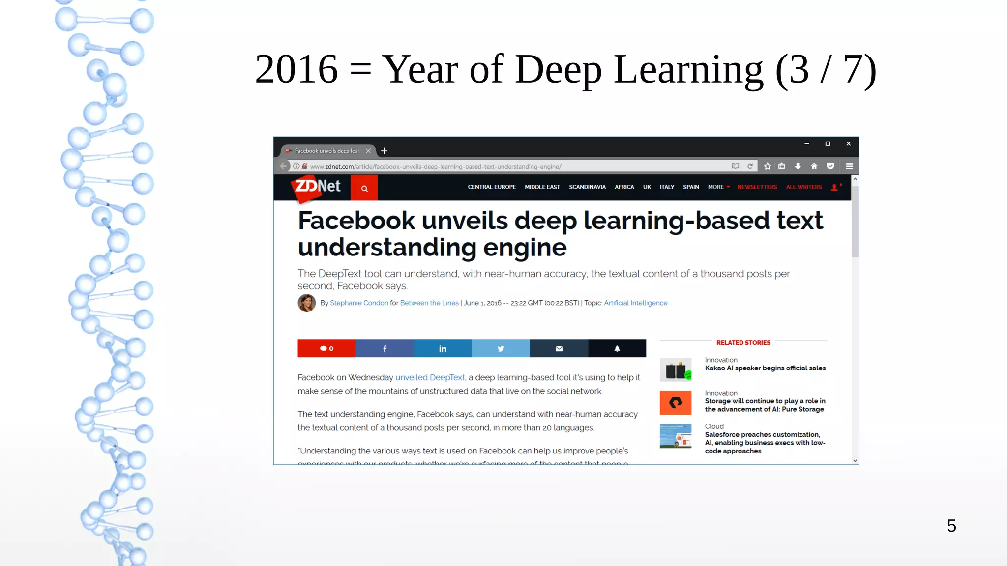 5
2016 = Year of Deep Learning (3 / 7)
 