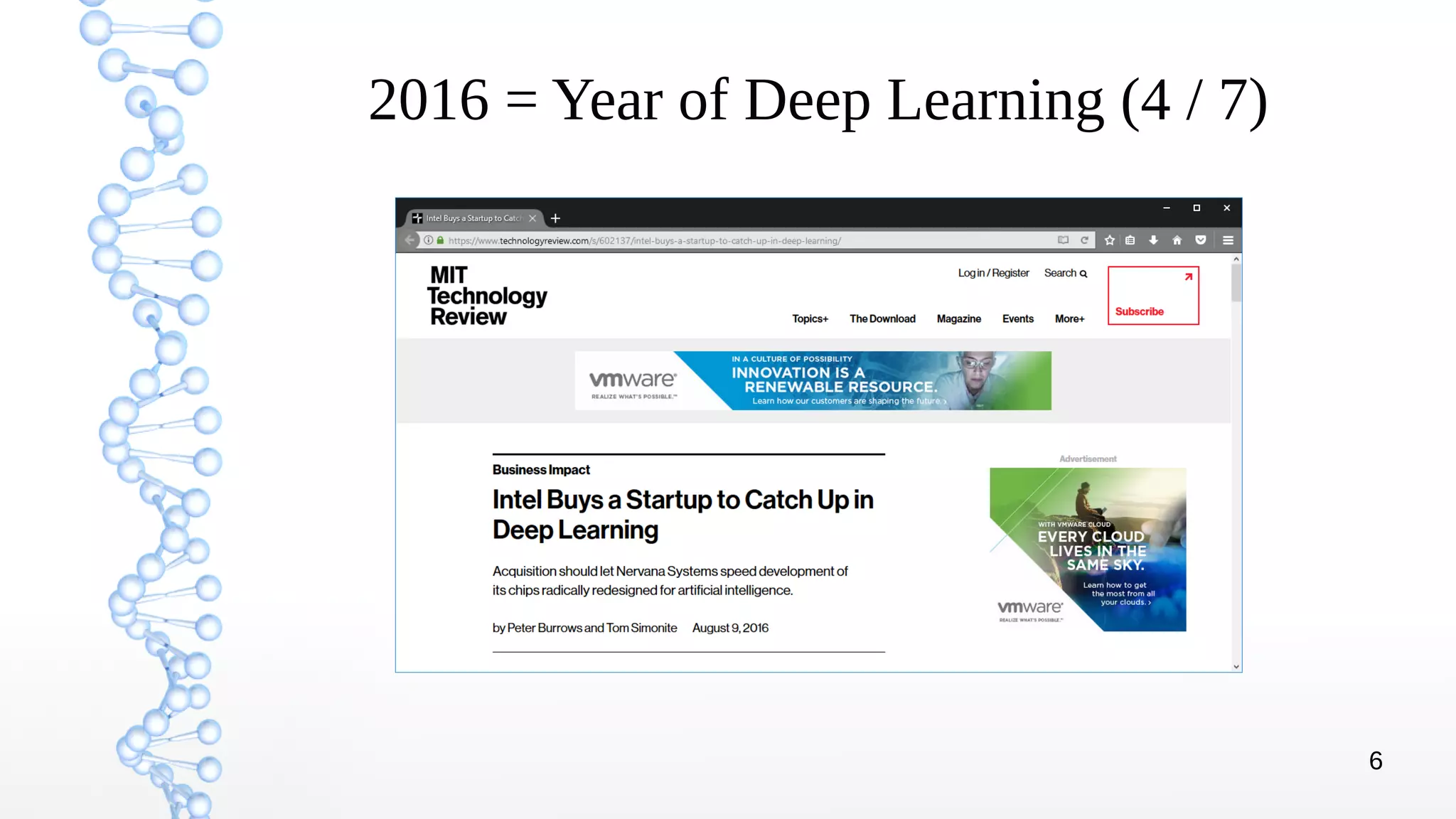 6
2016 = Year of Deep Learning (4 / 7)
 