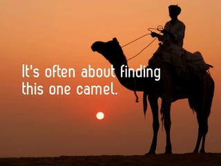 It's often about finding
this one camel.
 