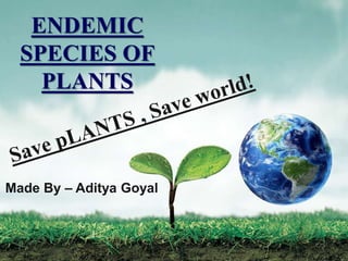 ENDEMIC
SPECIES OF
PLANTS
Made By – Aditya Goyal
 