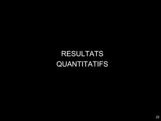 RESULTATS
QUANTITATIFS




               22
 
