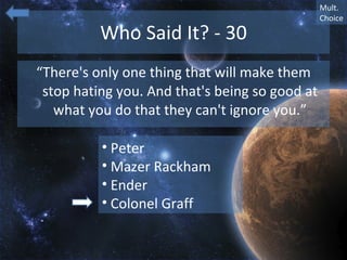 Maizer Rackham Enders game game by students | PPT