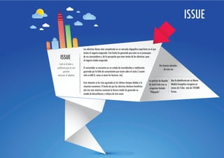 ISSUE

                         Las eléctricas llevan años compitiendo en un mercado oligopólico imperfecto en el que
                         tenían el negocio asegurado. Este hecho ha generado que estas no se preocupen
   ISSUE                 de sus consumidores y de la percepción que estos tenían de las eléctricas: pues
                         el negocio estaba asegurado.
  Cual es el dato o
                                                                                                                  Dos buenos ejemplos
problema que no nos      El consumidor se encuentra en un estado de incertidumbre e indefensión
                                                                                                                       de esto son
       permite           generado por la falta de conocimiento que existe sobre el sector ( cuanto
 alcanzar el objetivo.   vale un kW/h, como se tasan las facturas, etc)

                                                                                                      La petición de despido   Que la plataforma por un Nuevo
                         Esta situación se ha visto agravada en los últimos tiempos debido a la
                                                                                                      de Jordi Évole tras su   Modelo Energético recogiera en
                         situación económica. El hecho de que las eléctricas declaren beneficios
                                                                                                       programa titulado:      menos de 2 días más de 170.000
                         año tras año mientras aumenta la factura media ha generado un
                                                                                                       “Oligopoly”.            firmas.
                         estado de desconfianza y rechazo de este sector.
 