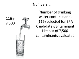 13-­‐05-­‐21	
   8	
  
Overview	
  
	
  
	
   Numbers…	
  
116	
  /	
  
7,500	
  
Number	
  of	
  drinking	
  
water	
  co...