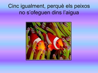 Cinc igualment, perquè els peixos
    no s’ofeguen dins l’aigua
 