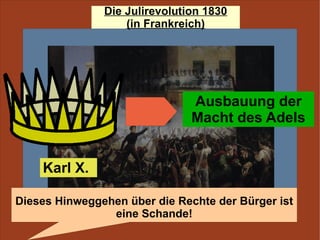 Ausbauung der Macht des Adels Karl X. Dieses Hinweggehen über die Rechte der Bürger ist eine Schande! 
