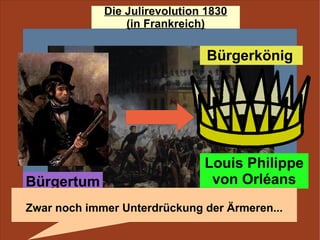 Bürgertum Bürgerkönig  Louis Philippe von Orléans Zwar noch immer Unterdrückung der Ärmeren... 