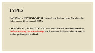 End feel and types in Exercise therapy.pptx