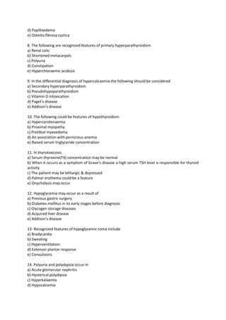 End lecture MCQ test on endocrinology for MBBS students | PDF