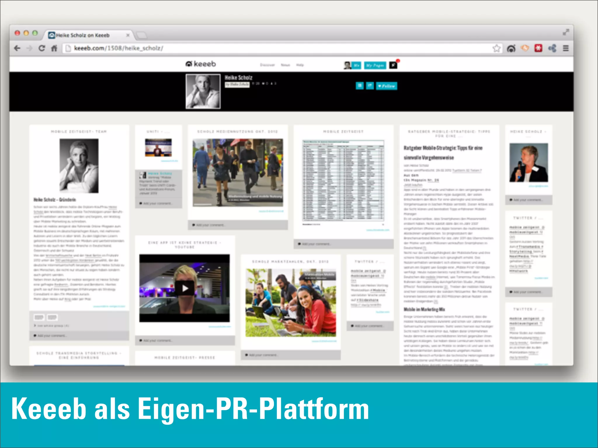 Keeeb als Eigen-PR-Plattform
 