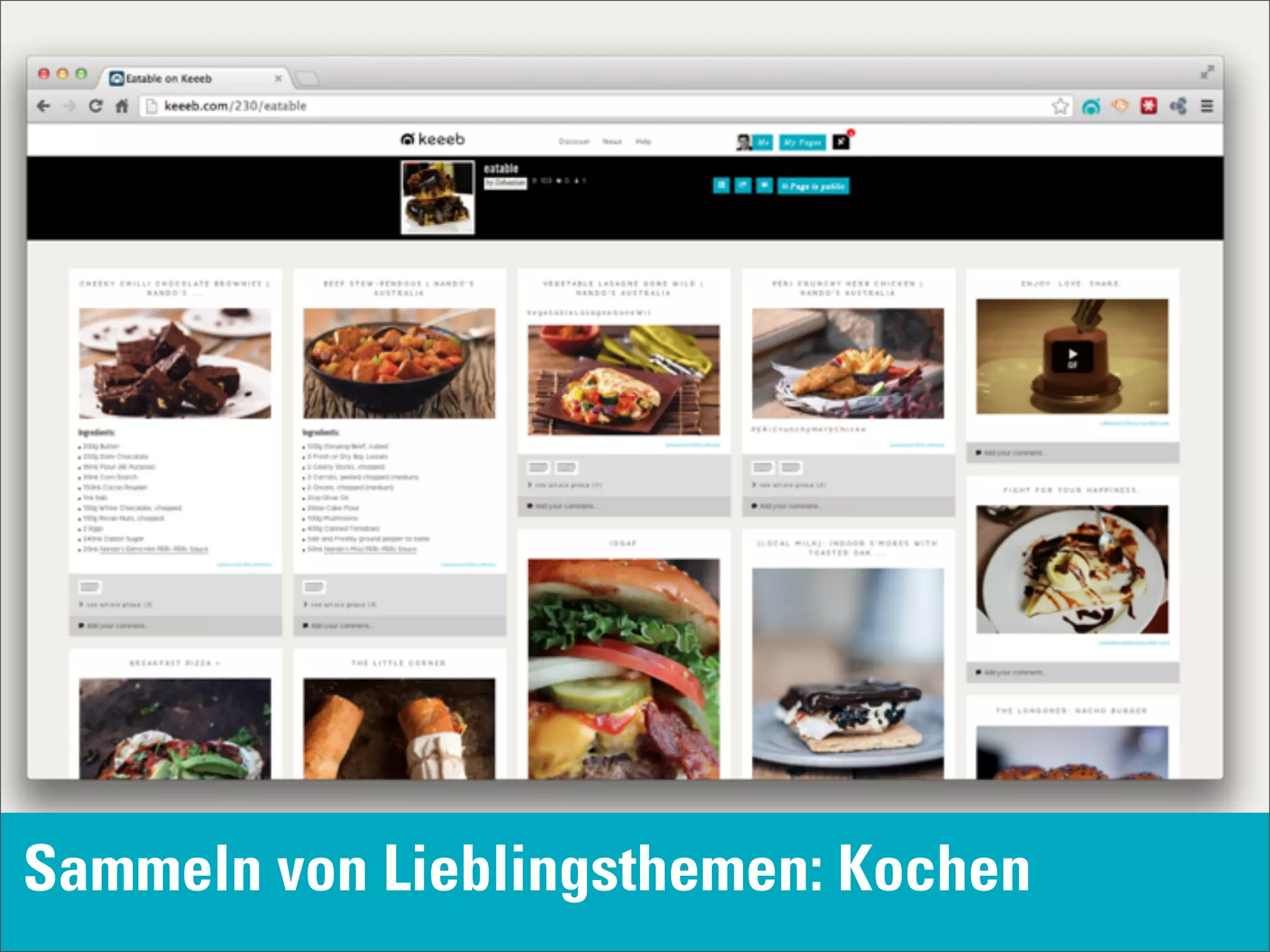 Sammeln von Lieblingsthemen: Kochen
 