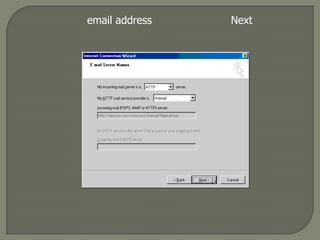 เปลี่ยนในช่องของ E-mail: ให้เป็น Outlook Express แล้วกด OK 2 ครั้ง ครับเพื่อกลับไปที่หน้าปกติของ IE5 เริ่มต้นทำการติดตั้ง Account E-Mail ของ Hotmail โดยเรียก Outlook Express หรือกดที่เมนู Tools เลือก Mail and News เลือกที่ Read Mail
