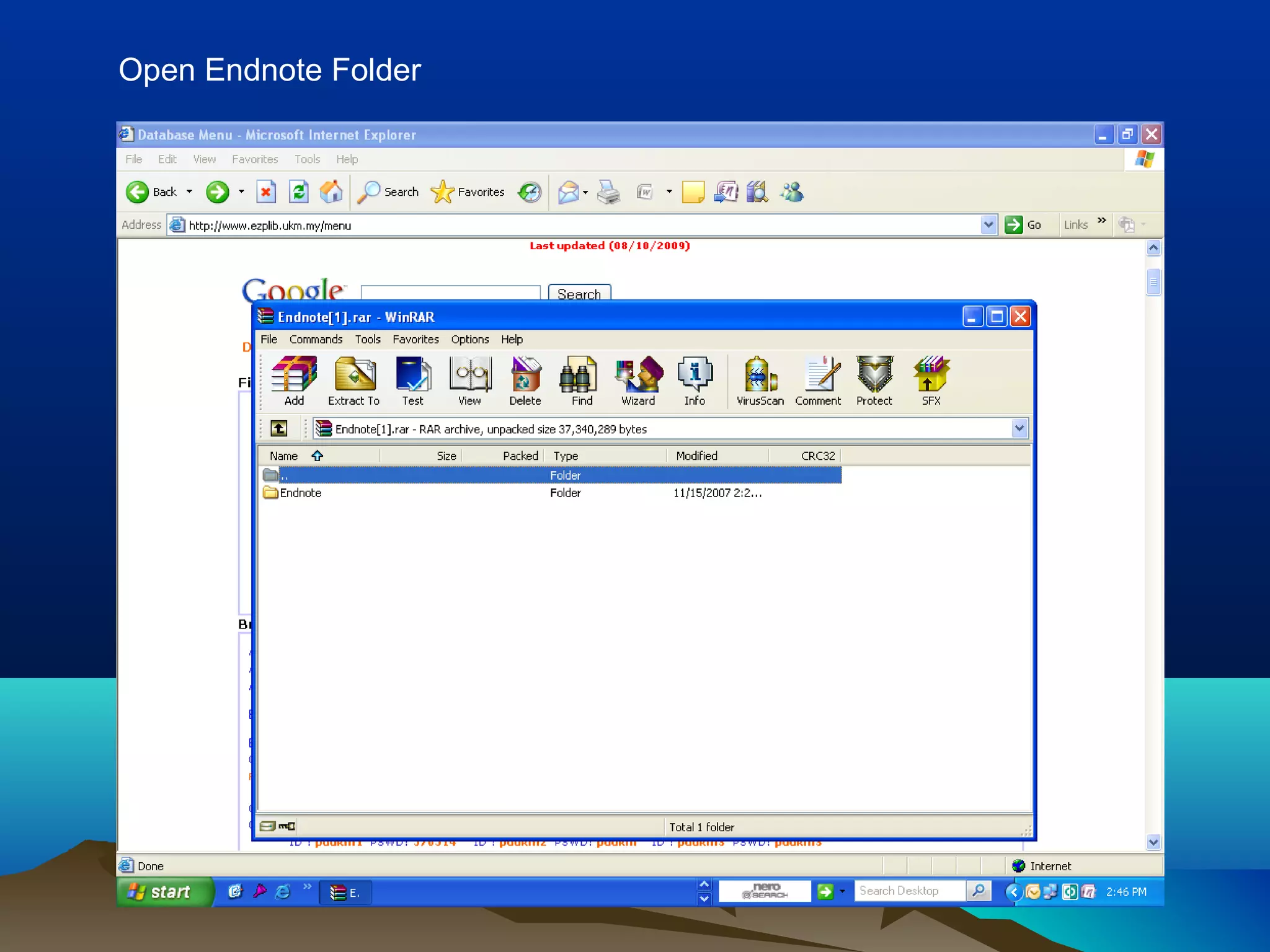Open Endnote Folder
 