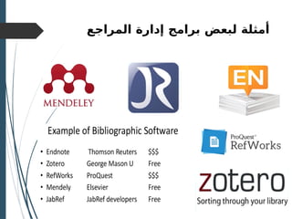 ‫المراجع‬ ‫إدارة‬ ‫برامج‬ ‫لبعض‬ ‫أمثلة‬
 