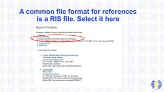 A common file format for references
is a RIS file. Select it here
 