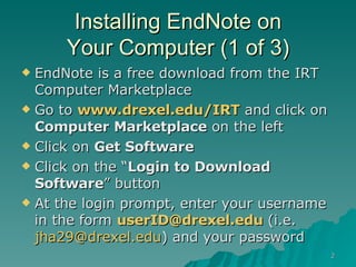 ENDNOTE presentation | PPT