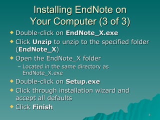 Installing Endnote ENDNOTE presentation | PPT | Desktop Publishing | Computer Software and ...