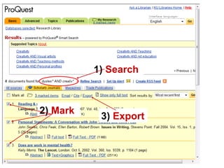 1)  Search 3)  Export 2)  Mark 