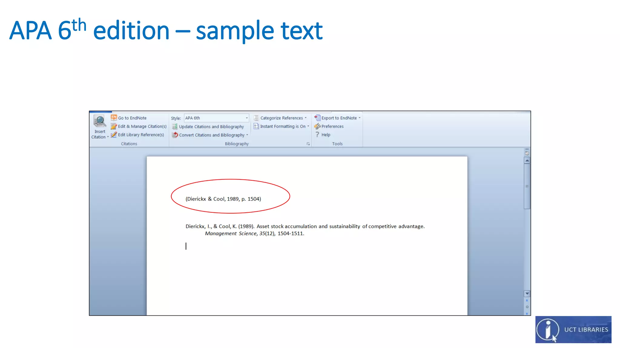 APA 6th edition – sample text
 