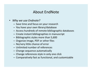 Organize your research with EndNote | PDF
