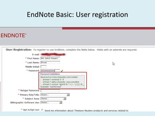 EndNote Basic: User registration
 