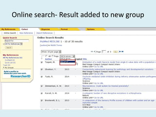 Online search- Result added to new group
 
