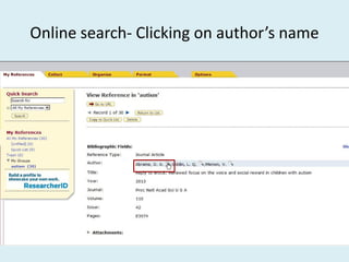 Online search- Clicking on author’s name
 