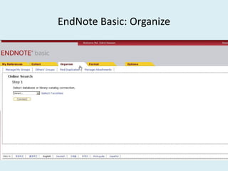 EndNote Basic: Organize
 