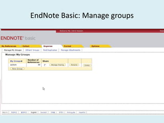 EndNote Basic: Manage groups
 