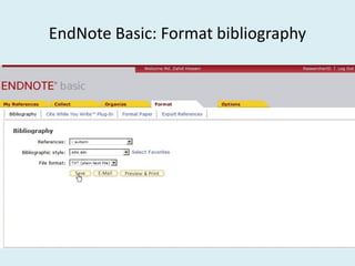 EndNote Basic: Format bibliography
 
