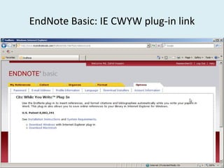 EndNote Basic: IE CWYW plug-in link
 