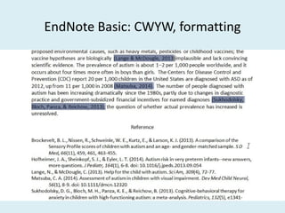 EndNote Basic: CWYW, formatting
 