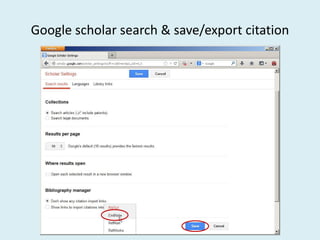 Google scholar search & save/export citation
 