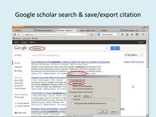 Google scholar search & save/export citation
 