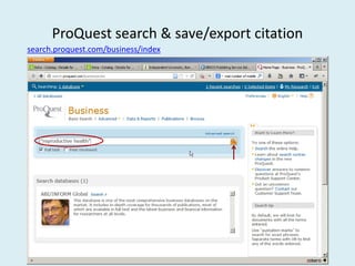 ProQuest search & save/export citation
search.proquest.com/business/index
 