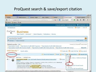 ProQuest search & save/export citation
 