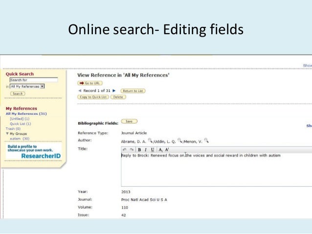 EndNote Basic citation utility for research support
