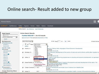 Online search- Result added to new group
 