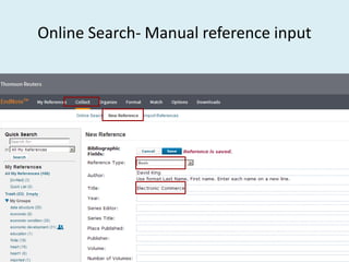 Online Search- Manual reference input
 