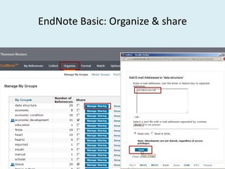 EndNote Basic: Organize & share
 