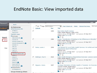EndNote Basic: View imported data
 