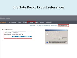 EndNote Basic: Export references
 