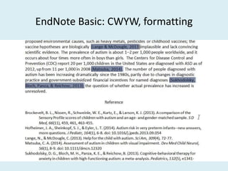 EndNote Basic: CWYW, formatting
 