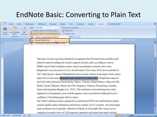 EndNote Basic: Converting to Plain Text
 