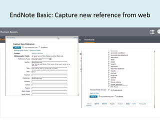 EndNote Basic: Capture new reference from web
 