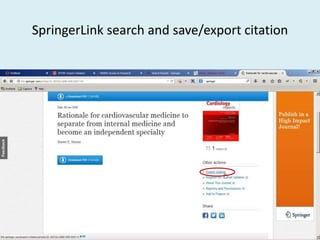 SpringerLink search and save/export citation
 