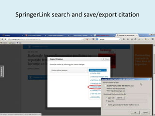 SpringerLink search and save/export citation
 