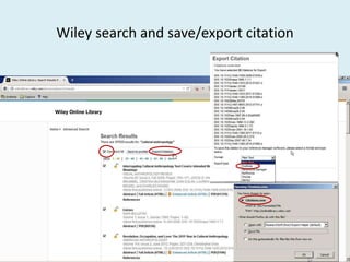 Wiley search and save/export citation
 